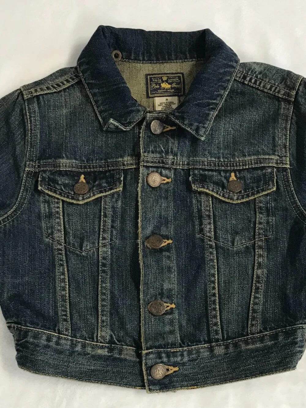 Ralph Lauren Girls Denim Jacket 8 NWOT Removable Leopard Collar